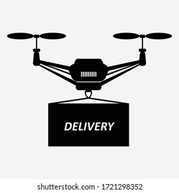 
Concepto de servicio de entrega. Entrega drone con el paquete. Transporte cuatripartito de mercancías.
