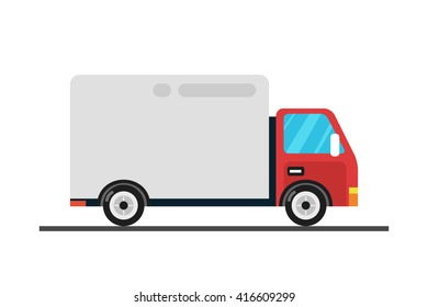 Concept of the delivery service. Illustration of fast shipping. Truck van of rides at high speed.