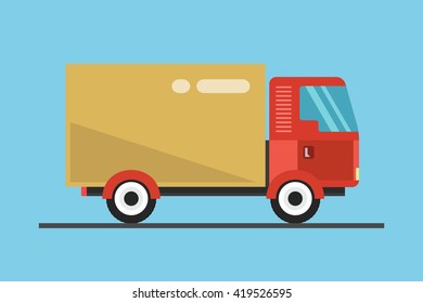 Concept of the delivery service. Illustration of fast shipping. Flat vector illustration Truck.