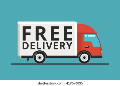 Delivery Truck Text Free Shipping On Stock Vector (Royalty Free ...