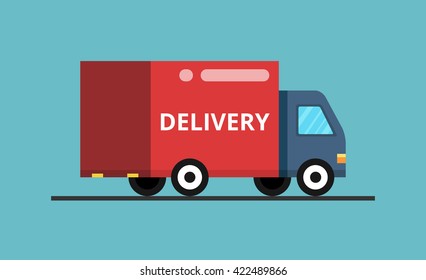 Concept of the delivery service. Illustration of fast shipping. Flat vector illustration Truck.