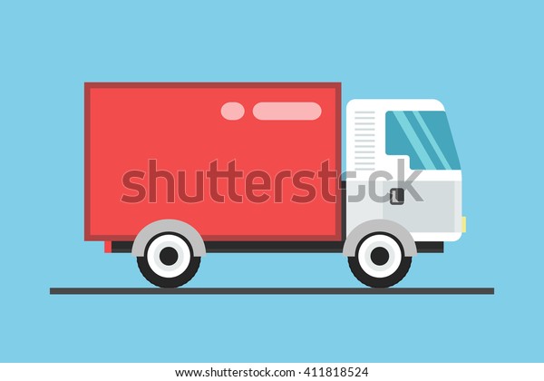 Concept of the delivery service.\
Illustration of fast shipping. Truck van of rides at high\
speed.