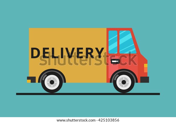 Concept of the delivery service.\
Illustration of fast shipping. Flat vector illustration\
Truck.