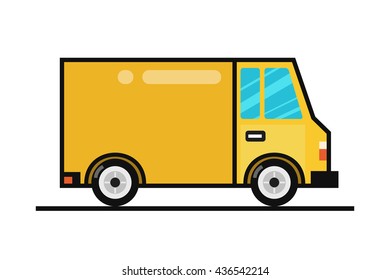 Concept of the delivery service. Illustration of truck fast shipping. Flat vector.