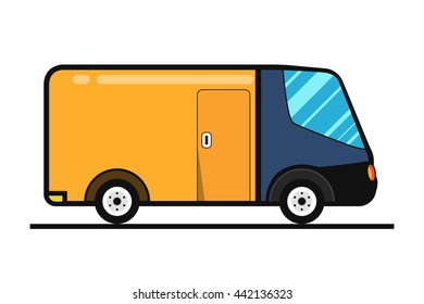 Concept of the delivery service. Illustration of truck fast shipping. Flat vector.