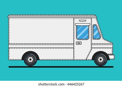 Concept of the delivery service. Illustration of truck fast shipping. Flat vector.