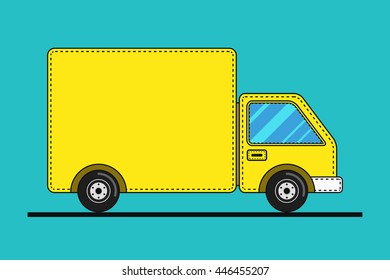 Concept of the delivery service. Illustration of truck fast shipping. Flat vector.
