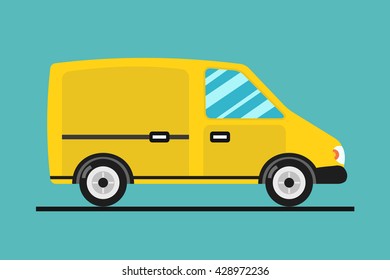 Concept of the delivery service. Illustration of van fast shipping. Flat vector Truck.