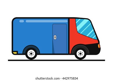Concept of the delivery service. Illustration of van fast shipping. Flat vector Truck.