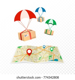 Concept delivery service. Logistic and delivery packages. Flat vector illustration isolated on transparent background
