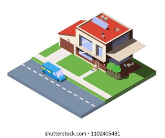 Concept of the delivery service. Vector isometric Illustration of fast shipping