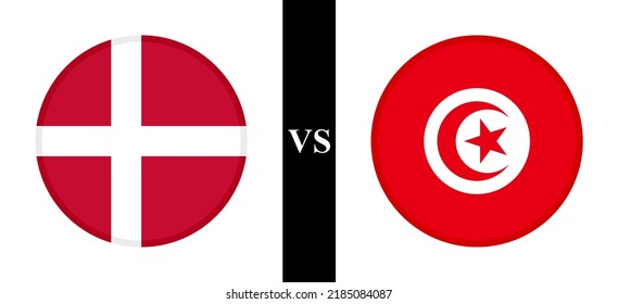 the concept of denmark vs tunisia. flags of danish and tunisian. vector illustration