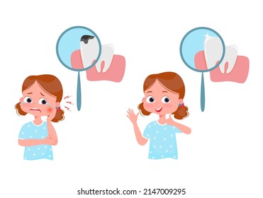 Concept Dental Caries Treatment Crying Girl Stock Vector (Royalty Free ...