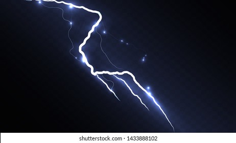 The concept of depicting lightning. A lightning strike striking with multiple sparks. Energy release. Natural disaster. Thunder and lightning abstract vector
