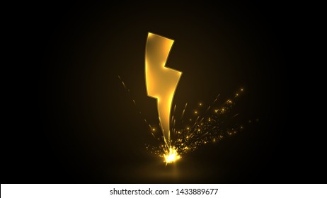 The concept of depicting lightning. A lightning strike striking with multiple sparks. Energy release. Natural disaster. Thunder and lightning abstract vector