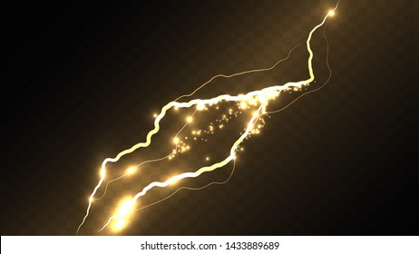 The concept of depicting lightning. A lightning strike striking with multiple sparks. Energy release. Natural disaster. Thunder and lightning abstract vector