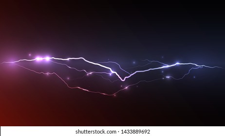 The concept of depicting lightning. A lightning strike striking with multiple sparks. Energy release. Natural disaster. Thunder and lightning abstract vector