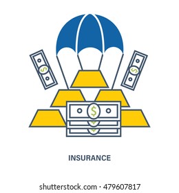 Concept of deposit insurance. Flat Vector illustration. Can be used for banner, business data, web design, brochure template.