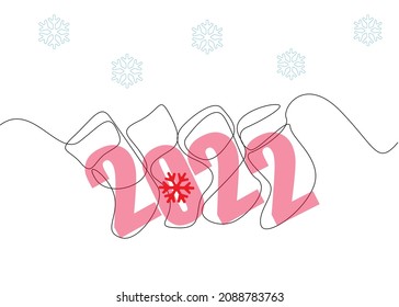 Concept design for 2022 new year merry christmas with snowflakes and red gift socks