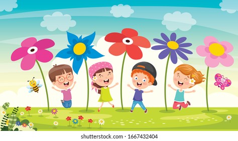 Concept Design With Colorful Flowers