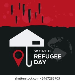 concept design commemorating world refugee day. migrating or escaping from an area due to war, crime, violent behavior. juni 20