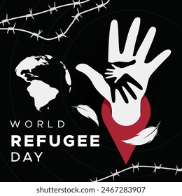 concept design commemorating world refugee day. migrating or escaping from an area due to war, crime, violent behavior. juni 20