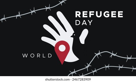 concept design commemorating world refugee day. migrating or escaping from an area due to war, crime, violent behavior. juni 20