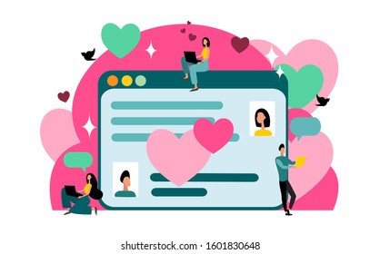 Concept design of dating site. Promotion of online dating. valentine's Day advertising