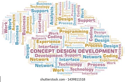 Concept Design Development word cloud. Wordcloud made with text only.