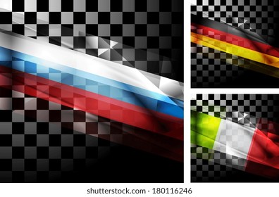 Concept design of flags. Russia, Germany and Italy. Vector illustration eps 10