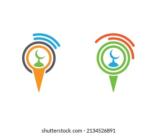 Concept Design Icons Application Mosque Find, Islamic Center Search Location