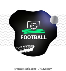Concept design image for sport camp, championship. Freehand drawn soccer ball and football gate. Goal. Football template logo. 
