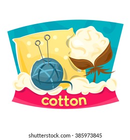 Concept design industry for the production of cotton products, vector illustration