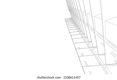 Concept design of modern building 3d digital architecture vector 3d illustration