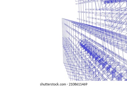 Diseño conceptual de la arquitectura digital 3d moderna de construcción 3d ilustración vectorial 3d