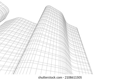 Concept design of modern building 3d digital architecture vector 3d illustration
