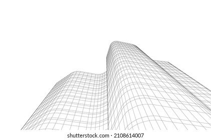 Concept design of modern building 3d digital architecture vector 3d illustration