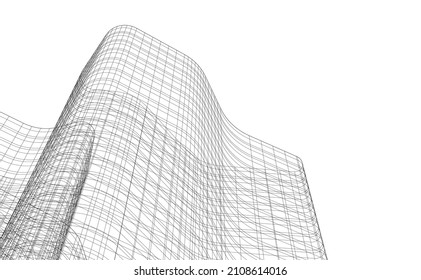 Concept design of modern building 3d digital architecture vector 3d illustration