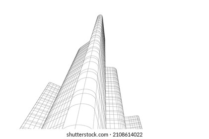 Concept design of modern building 3d digital architecture vector 3d illustration