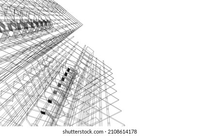 Concept design of modern building 3d digital architecture vector 3d illustration