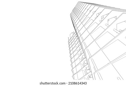 Concept design of modern building 3d digital architecture vector 3d illustration