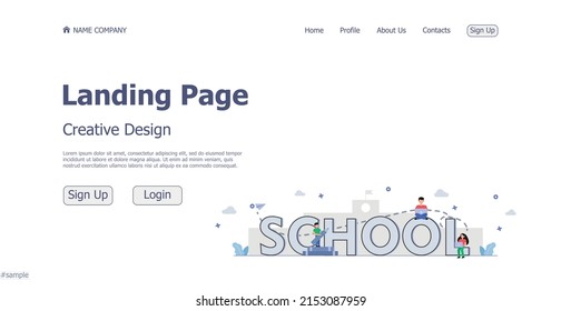 Concept design concept online school landing page website - Vector illustration