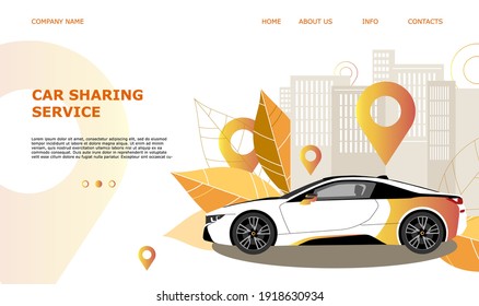 Concept design for rent a car and car sharing. Rental car. Carsharing. Vector illustration.