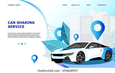 Concept design for rent a car and car sharing. Rental car. Carsharing. Vector illustration.