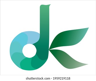 Concept design using leave with green and blue color