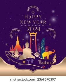 Concept designs  of happy new year  Thai Art style 