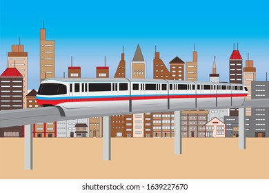 The concept designs of monorail skytrain - sky train drawing in cartoon vector