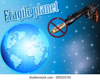 destrucción conceptual de la tierra con armas