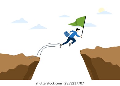 El concepto de determinación y coraje para superar los obstáculos y lograr el éxito, desafiar o ganar la competencia, se convierte en la determinación de un empresario de saltar para alcanzar sus objetivos empresariales.