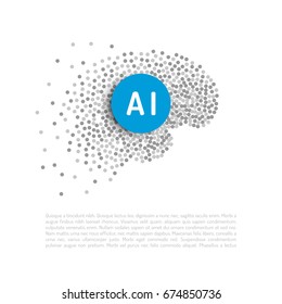 The concept of the development of artificial intelligence, the creation of a learning neural network. The banner which is developing brain computer network